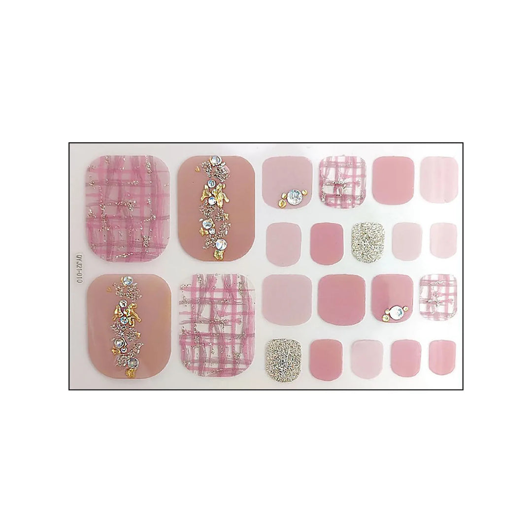 Nail Sticker Set, Nail Art Decals Stickers for Manicure, Toe Nail Art Adhesive Foils, Wraps Stickers Tips-Shiny Foot-decoration