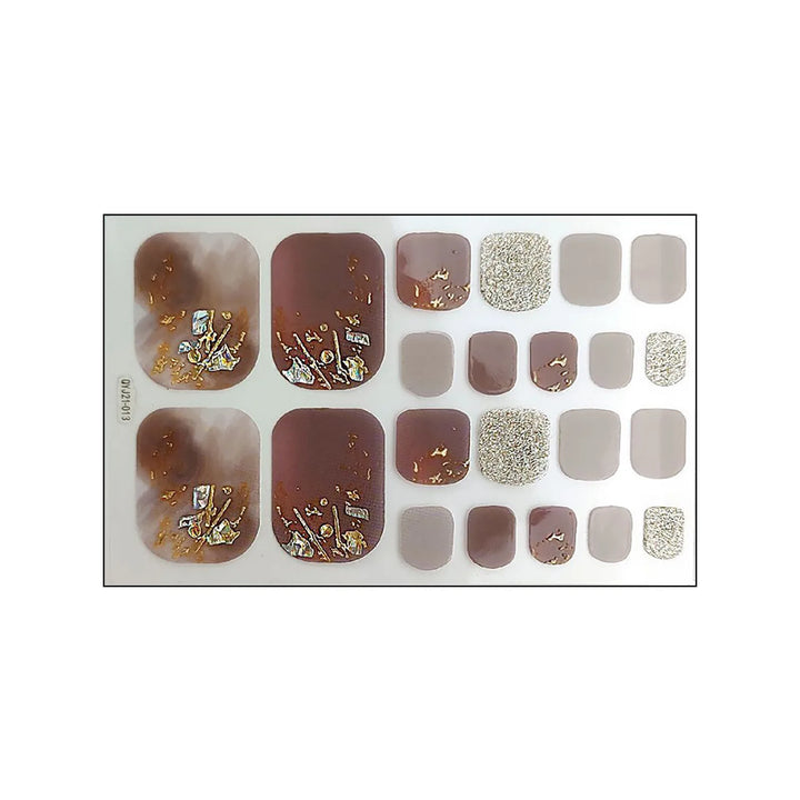 Nail Sticker Set, Nail Art Decals Stickers for Manicure, Toe Nail Art Adhesive Foils, Wraps Stickers Tips-Shiny Foot-decoration