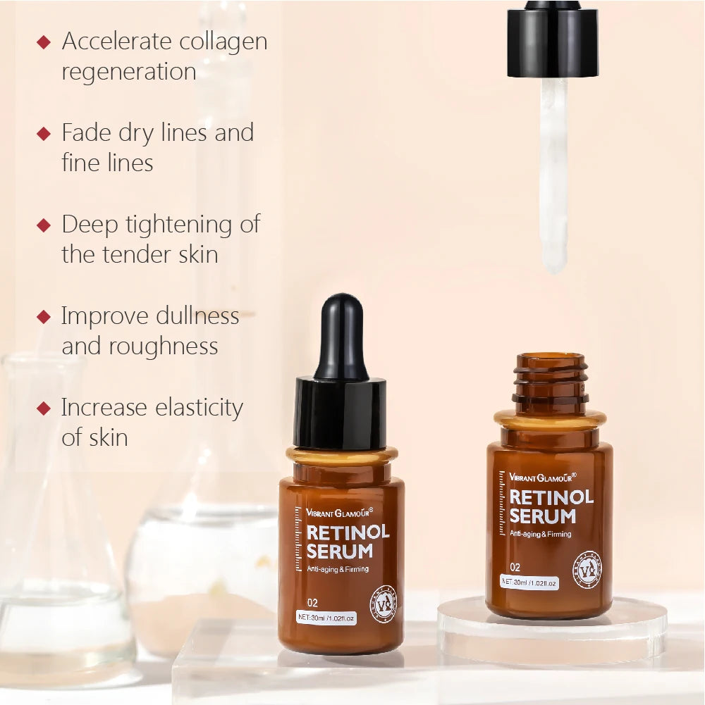 VIBRANT GLAMOUR Retinol Face Serum Moisturizing Whitening Firming Fade Fine Lines Anti-wrinkle Anti-aging Deep Care Essence 30ML