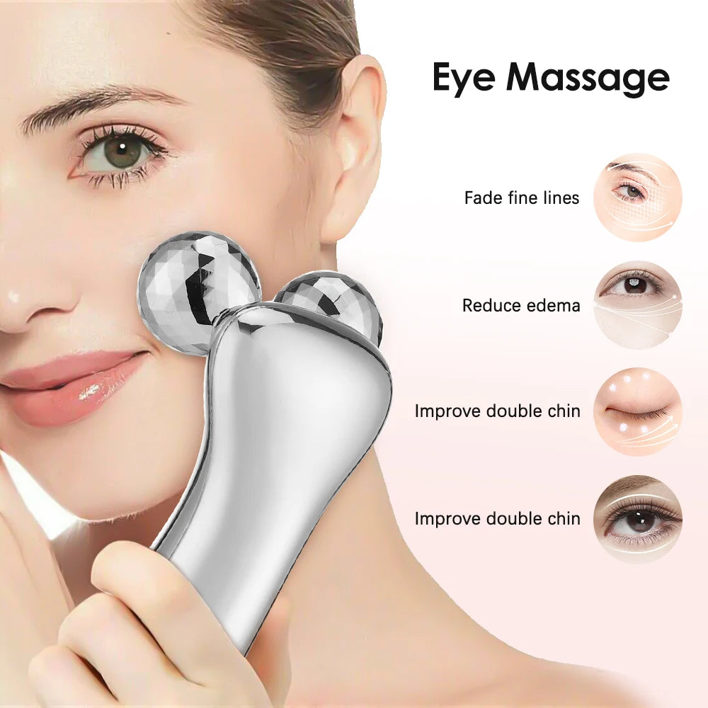 EMS Microcurrent Pulse Neck Face 4D Roller Massager Facial Lifting Machine Removal Wrinkle Dark Circles Eye Care Beauty Tool