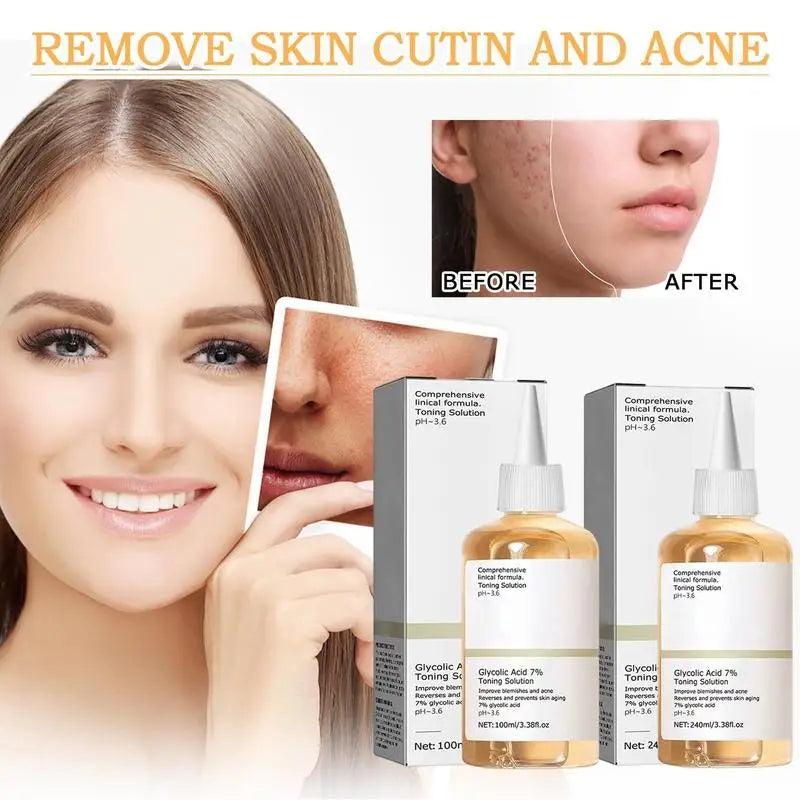 Glycolic Acid Toning Solution Glycolic Acid 7% Facial Toner 100ml/240ml Exfoliation Face Toner for Blemishes and Acnes