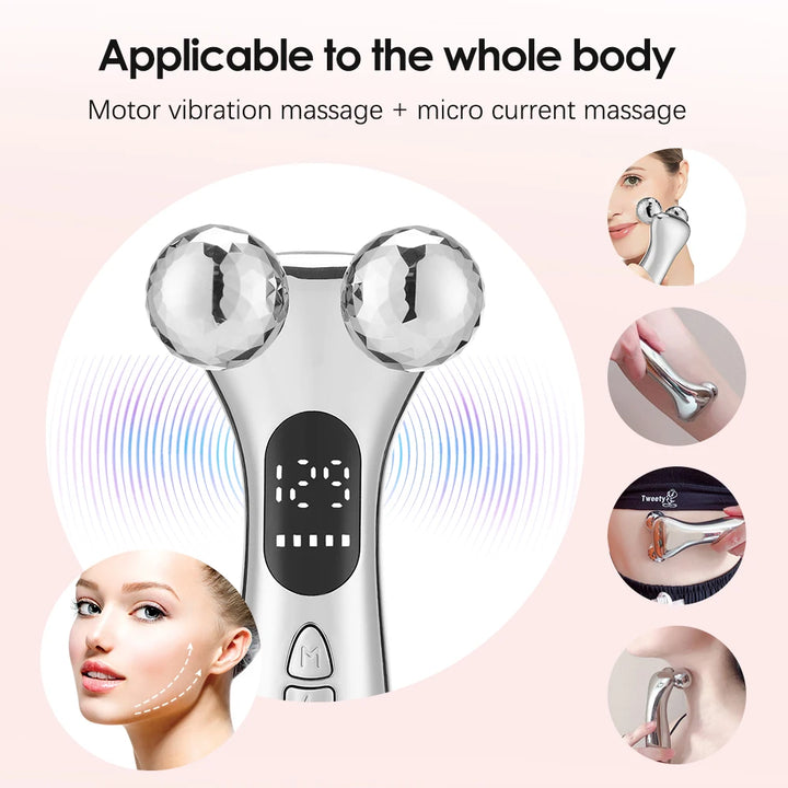 EMS Microcurrent Pulse Neck Face 4D Roller Massager Facial Lifting Machine Removal Wrinkle Dark Circles Eye Care Beauty Tool