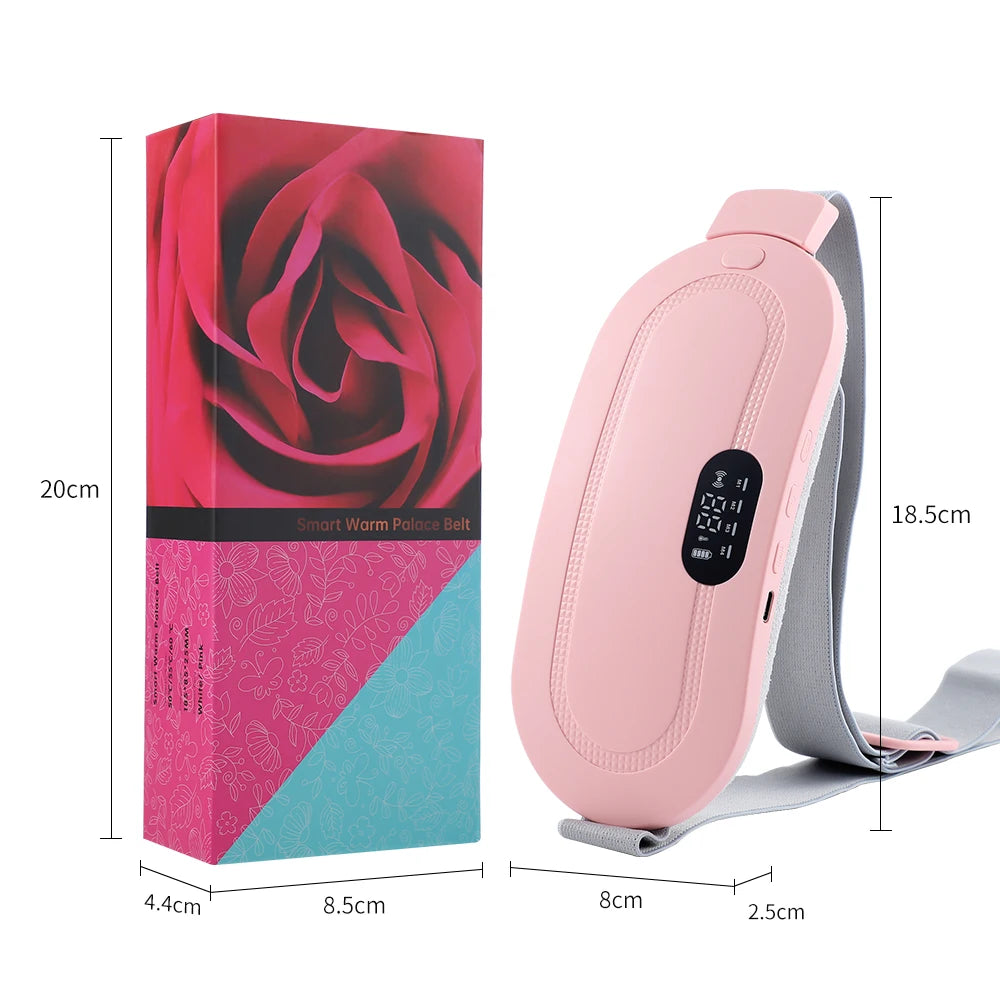 Electric Period Cramp Massager Vibrator Heating Belt for Menstrual Relief Pain Waist Stomach Warming Women Gift Rechargeable