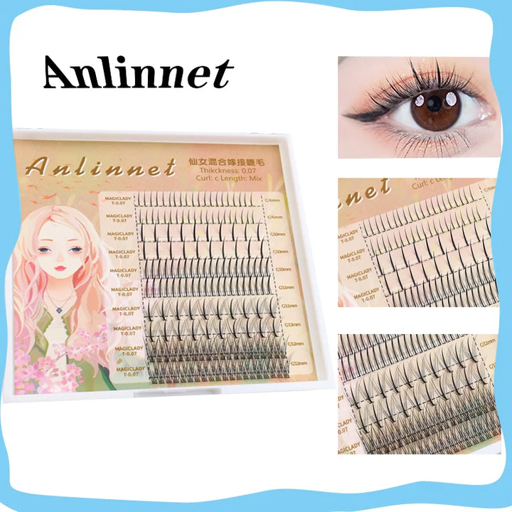 Anlinnet 3D A/M Shape Individual Eyelash Extension  Individual Fairy Angel Eye Lash Extensioin False Mink Lash Make Up