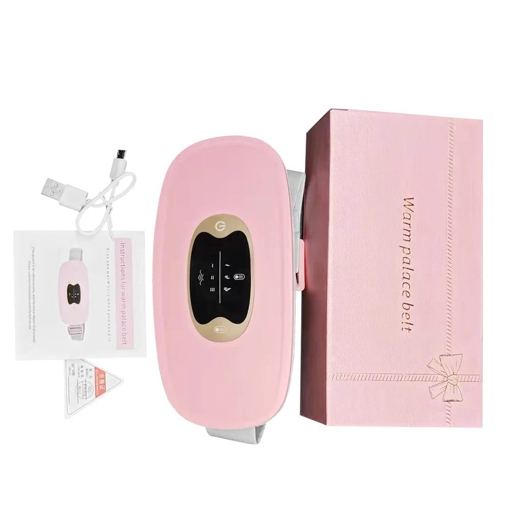 Electric Period Cramp Massager Vibrator Heating Belt for Menstrual Relief Pain Waist Stomach Warming Women Gift Rechargeable