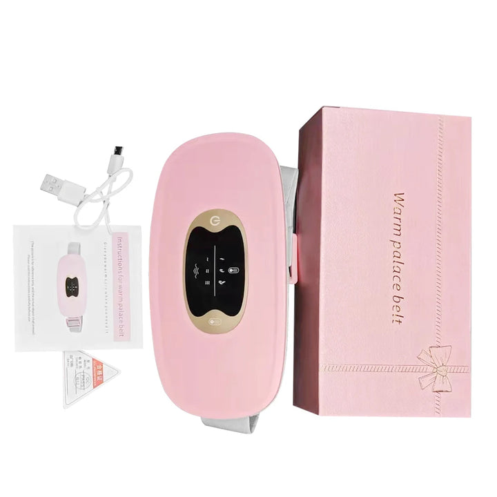 Electric Period Cramp Massager Vibrator Heating Belt for Menstrual Relief Pain Waist Stomach Warming Women Gift Rechargeable