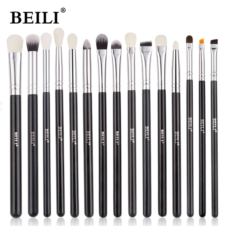 BEILI Black 10-19Pcs Makeup Brushes Natural Synthetic Hair Eyeshadow Blending Eyeliner Makeup Brush Set