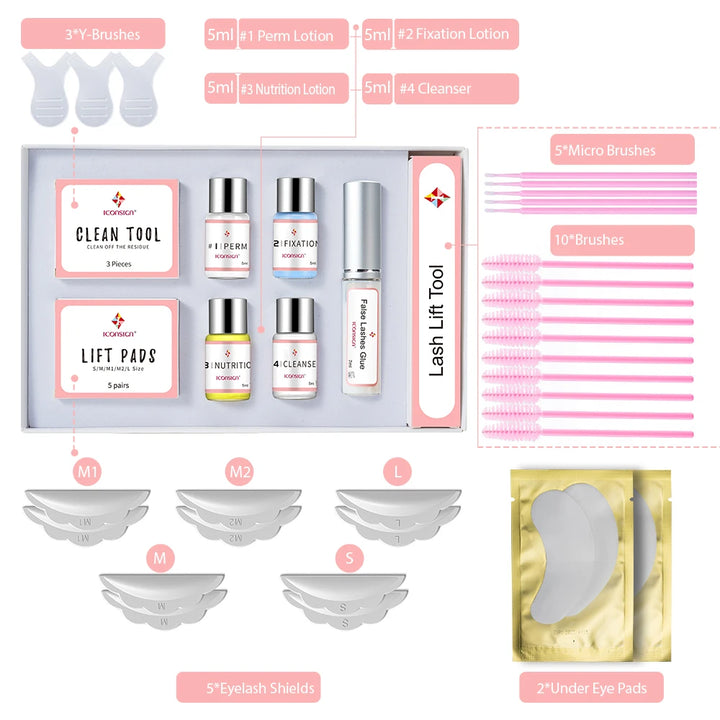 ICONSIGN Upgrade Version Lash Lift Kit Lifting Eyelashes Lasting 6-8 Weeks Calia Perm Eyelash Enhancer Makeup Tools